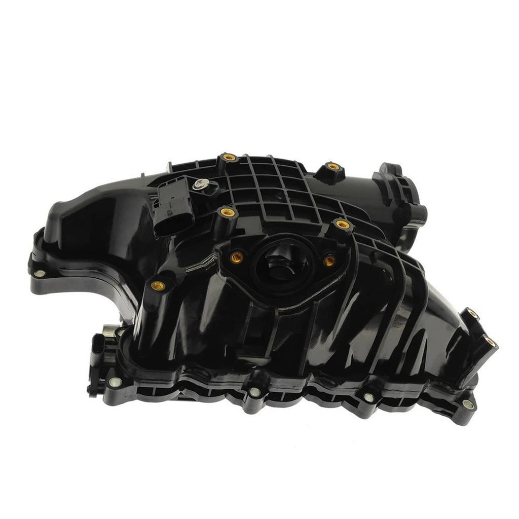 Black engine intake manifold with actuator housing, molded channels and ports