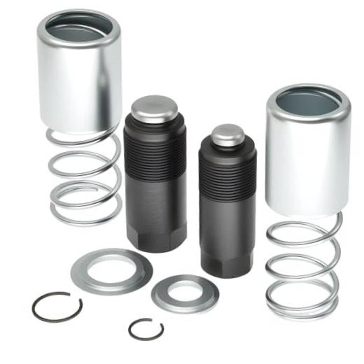 Floor jack repair kit piston plunger set with metal cylinder sleeves, springs, and seals
