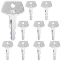 Set of 10 silver ignition keys with textured head and numbered emblem, metal teeth