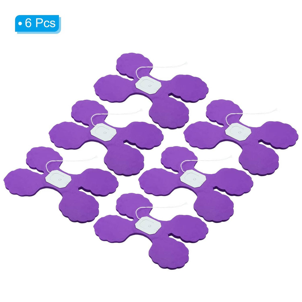 Six-pack four-leaf tissue garland pieces in dark purple with white hanging tags