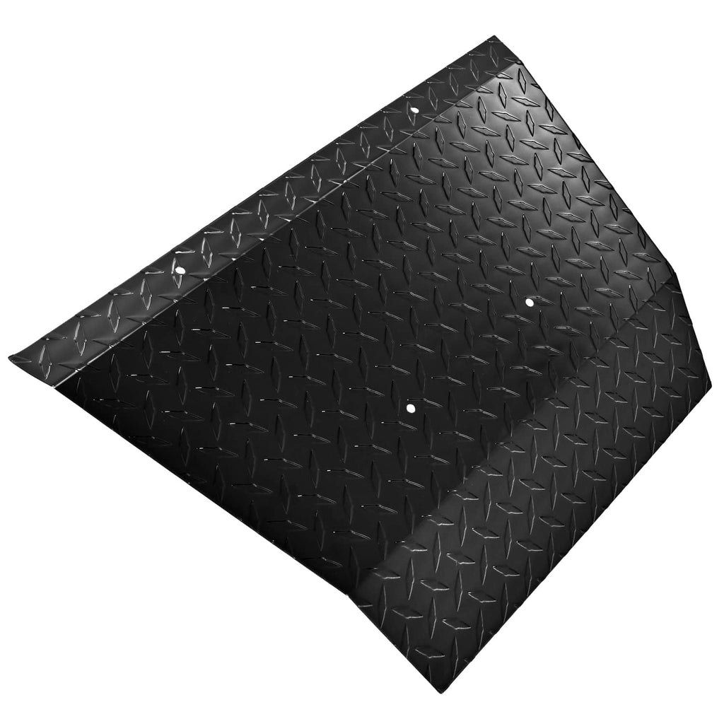Black diamond-plate bumper cover panel with raised pattern and mounting holes