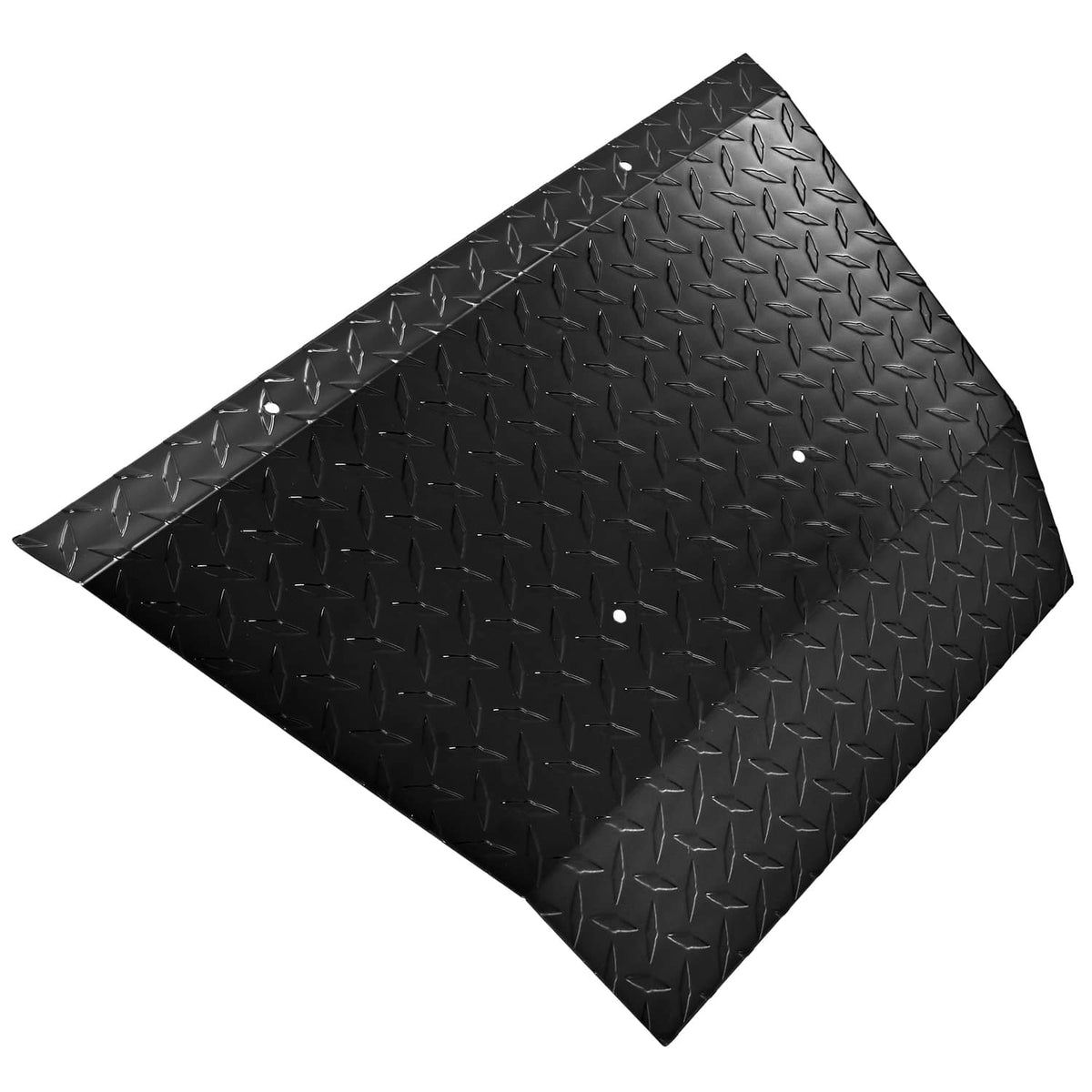 Black diamond-plate bumper cover panel with raised pattern and mounting holes
