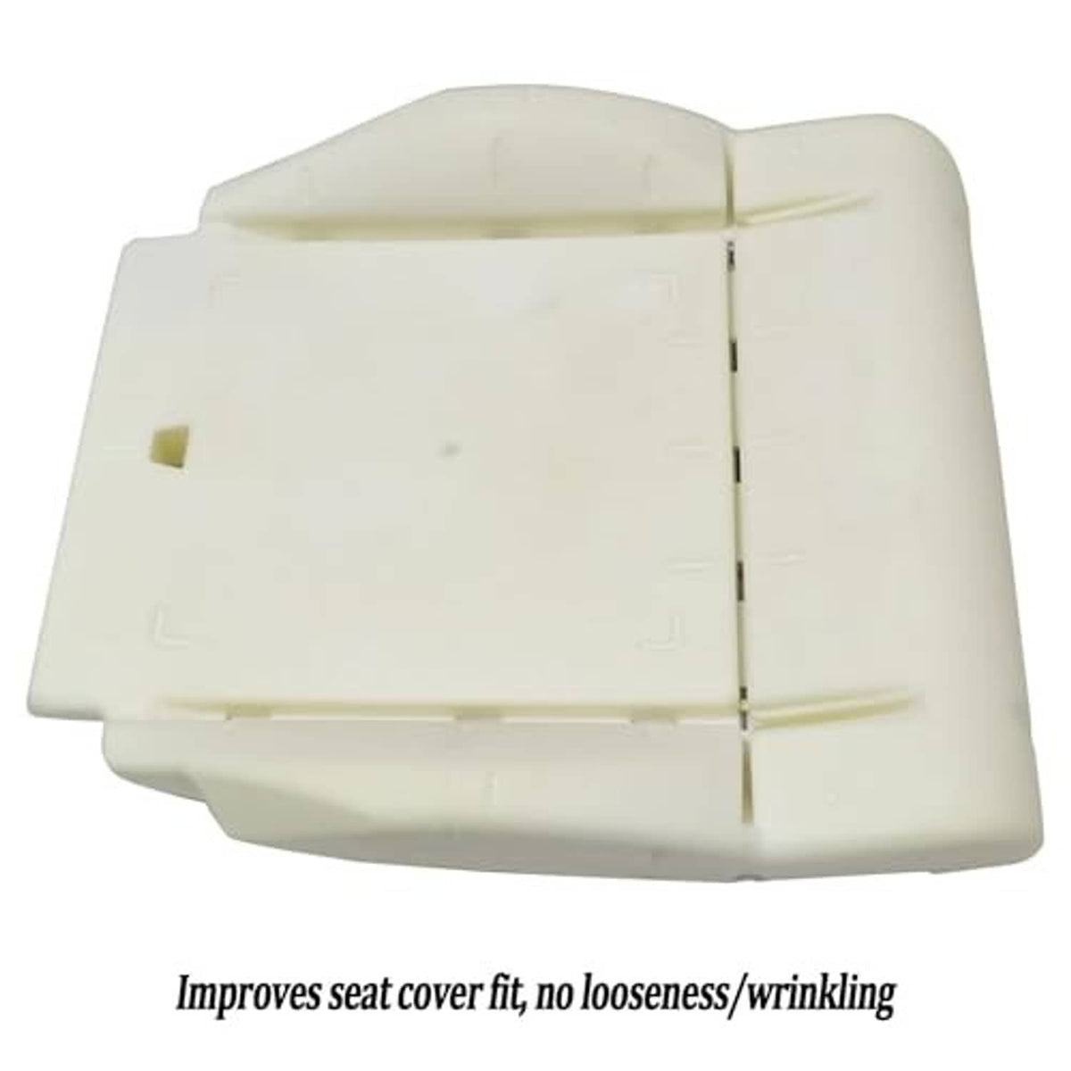 Light beige angled view of front seat bottom foam cushion pad with center seam