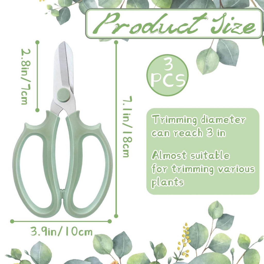 Two mint green flower shears with silver blades, side view