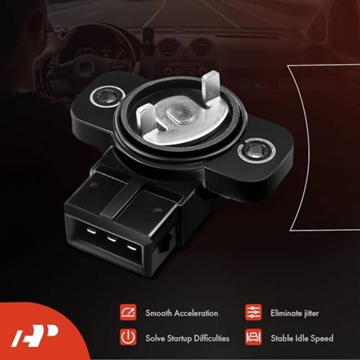 Throttle position sensor with mounting bracket and simple feature callouts