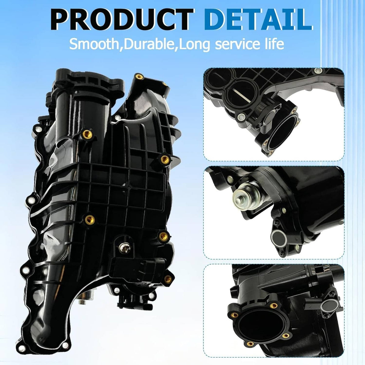 Black intake manifold with swirl actuator, visible intake ports and mounting points