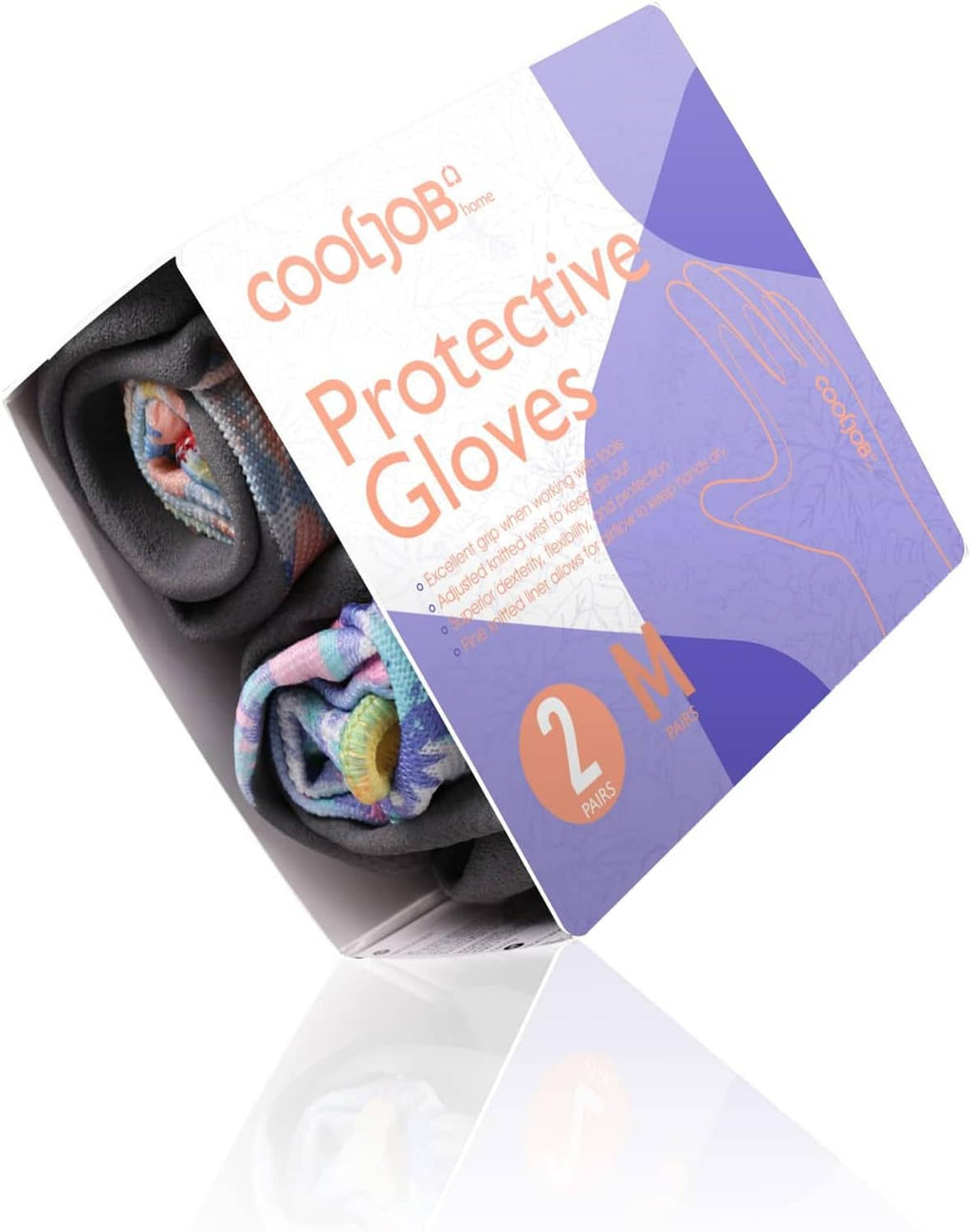Boxed set of Cooljob protective gardening gloves, colorful floral fabric, size M