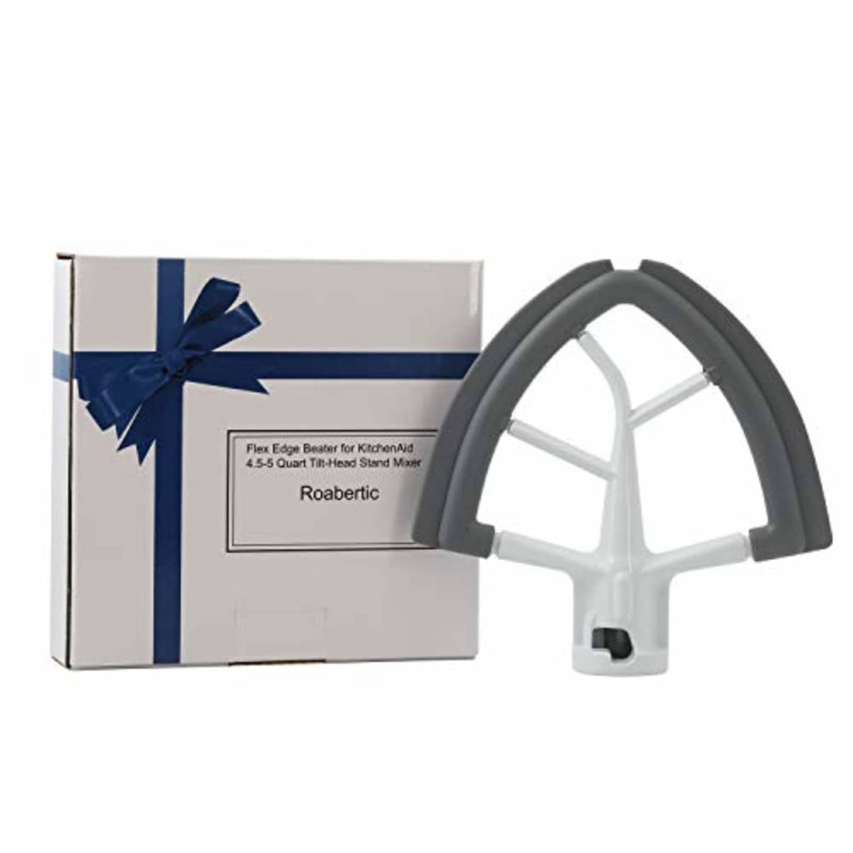 White beater attachment with gray silicone edge, shown with boxed packaging