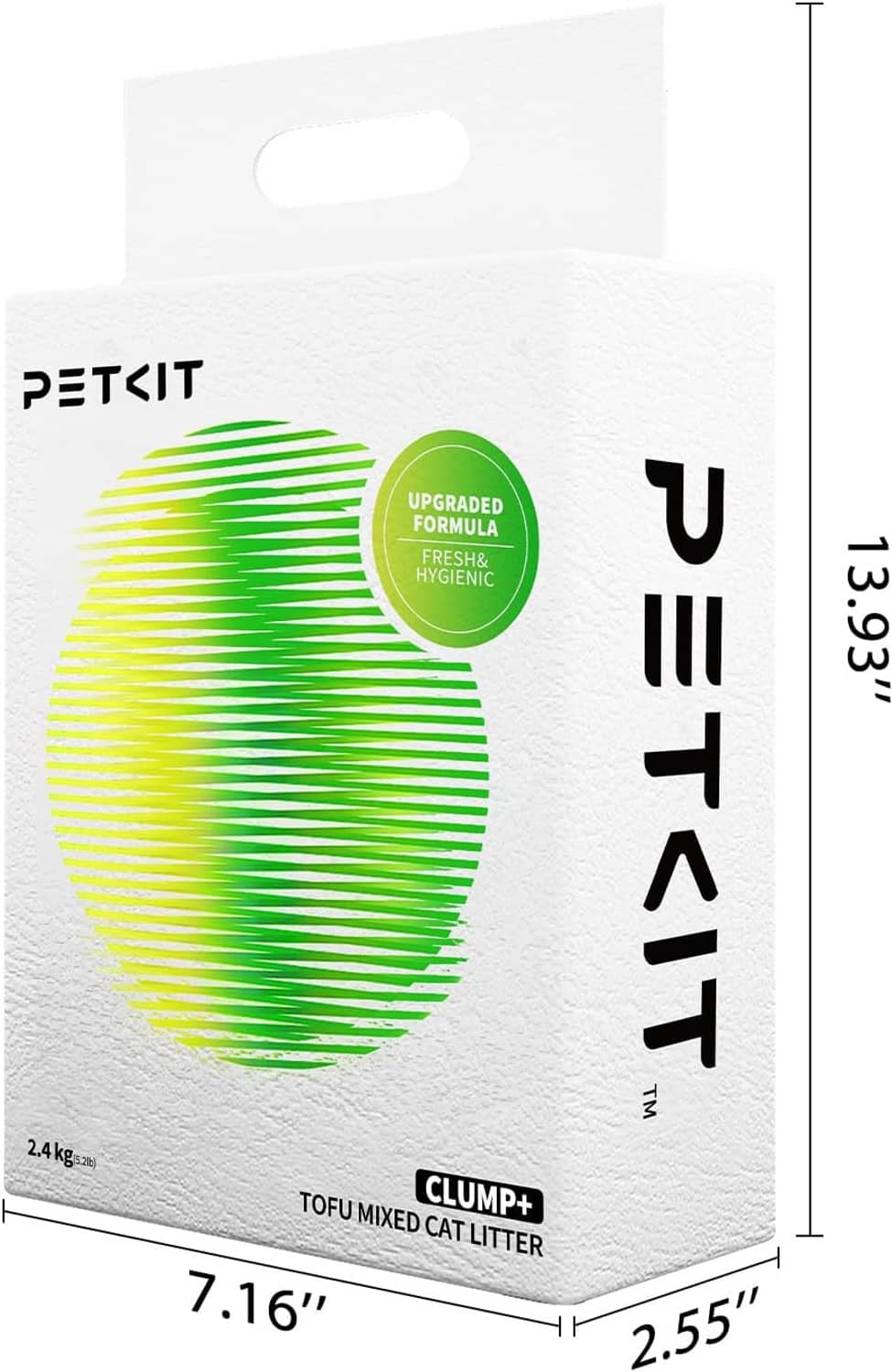 PETKIT cat litter bag dimensions on packaging, with size measurements