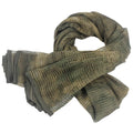 Woodland camo mesh neck scarf with open weave and fringed ends