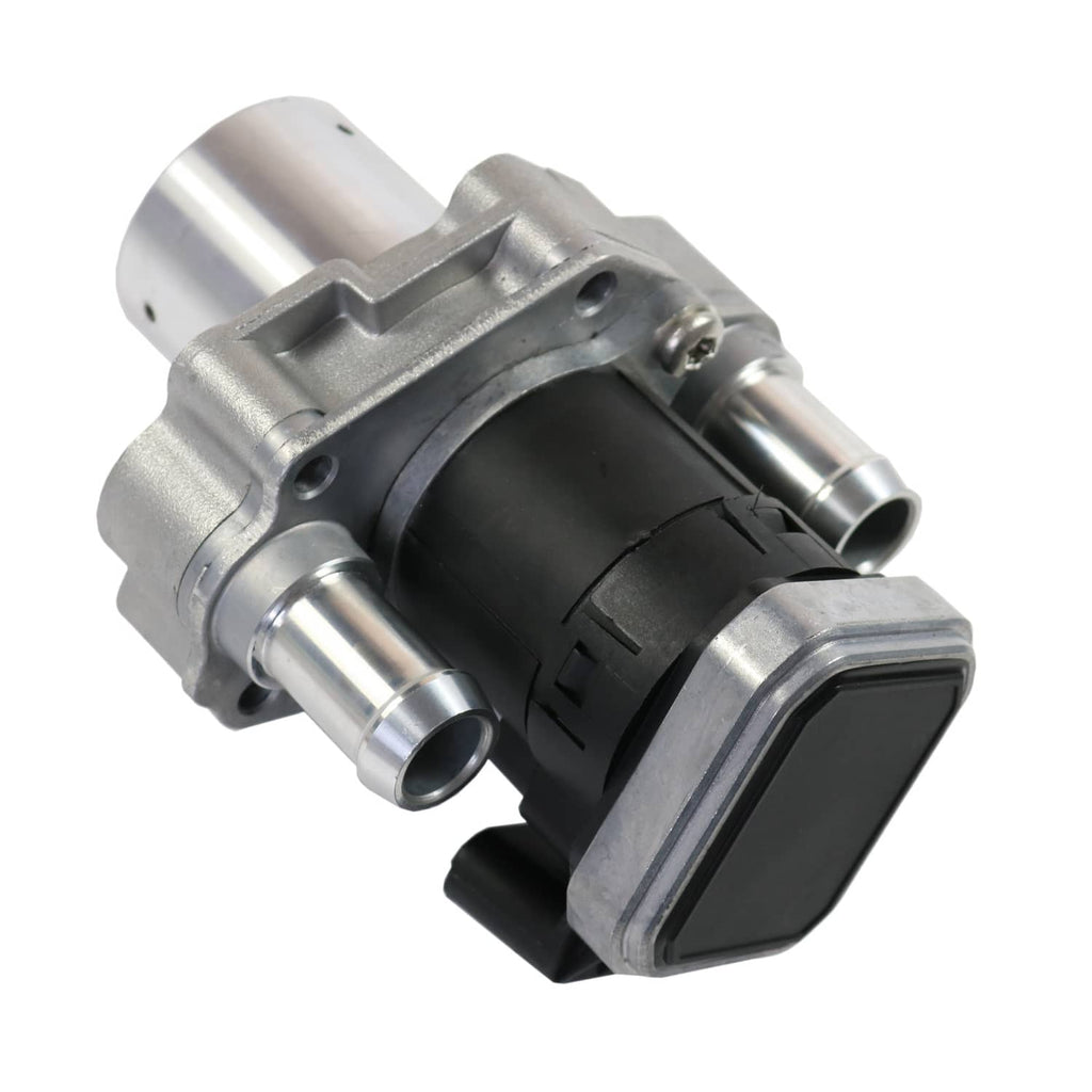 EGR valve assembly with metal body and electrical connector, with two pipe ports