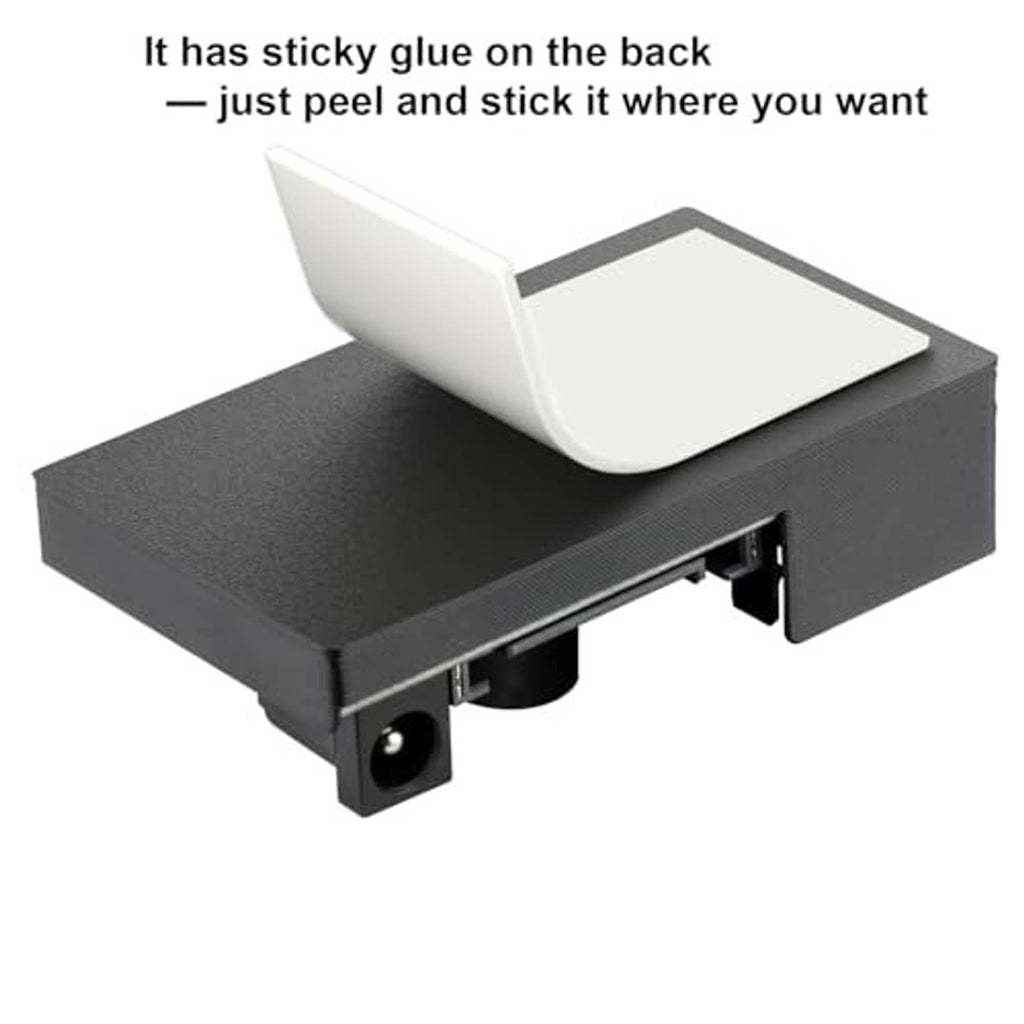 Adhesive-backed black PWM fan controller hub base with screw-mount hole
