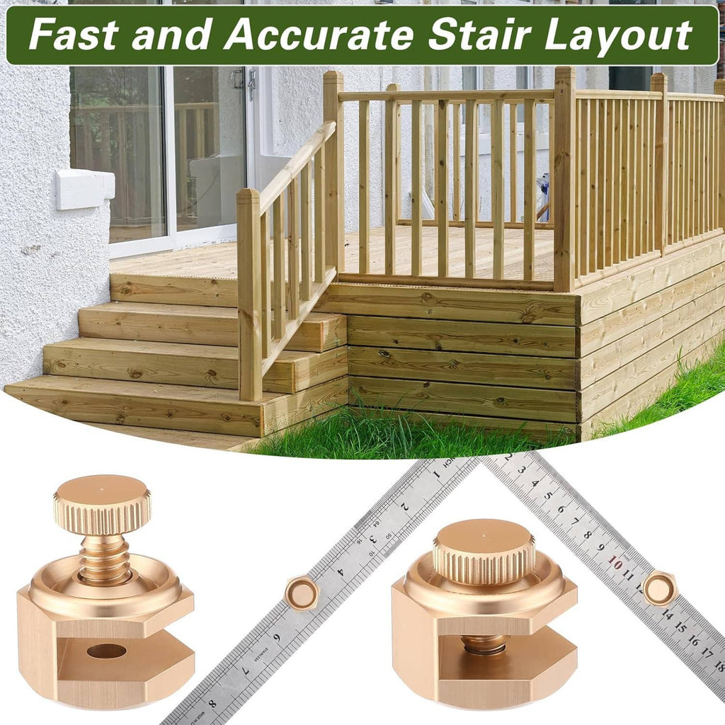 Stair gauge clamps with framing-square ruler for fast stair stringer layout