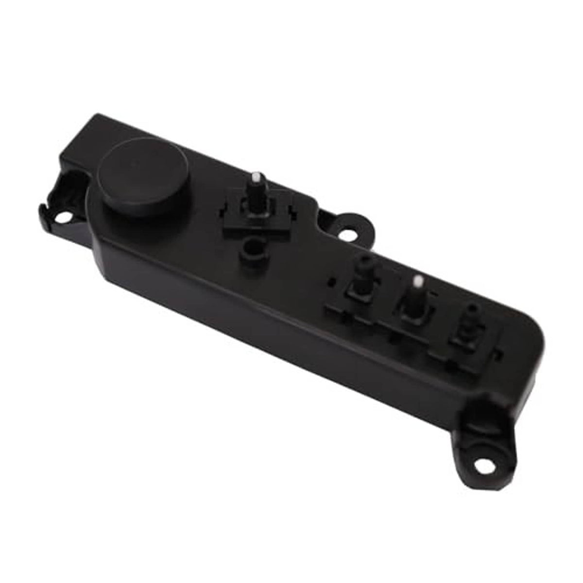 Power seat control switch module with mounting holes and buttons