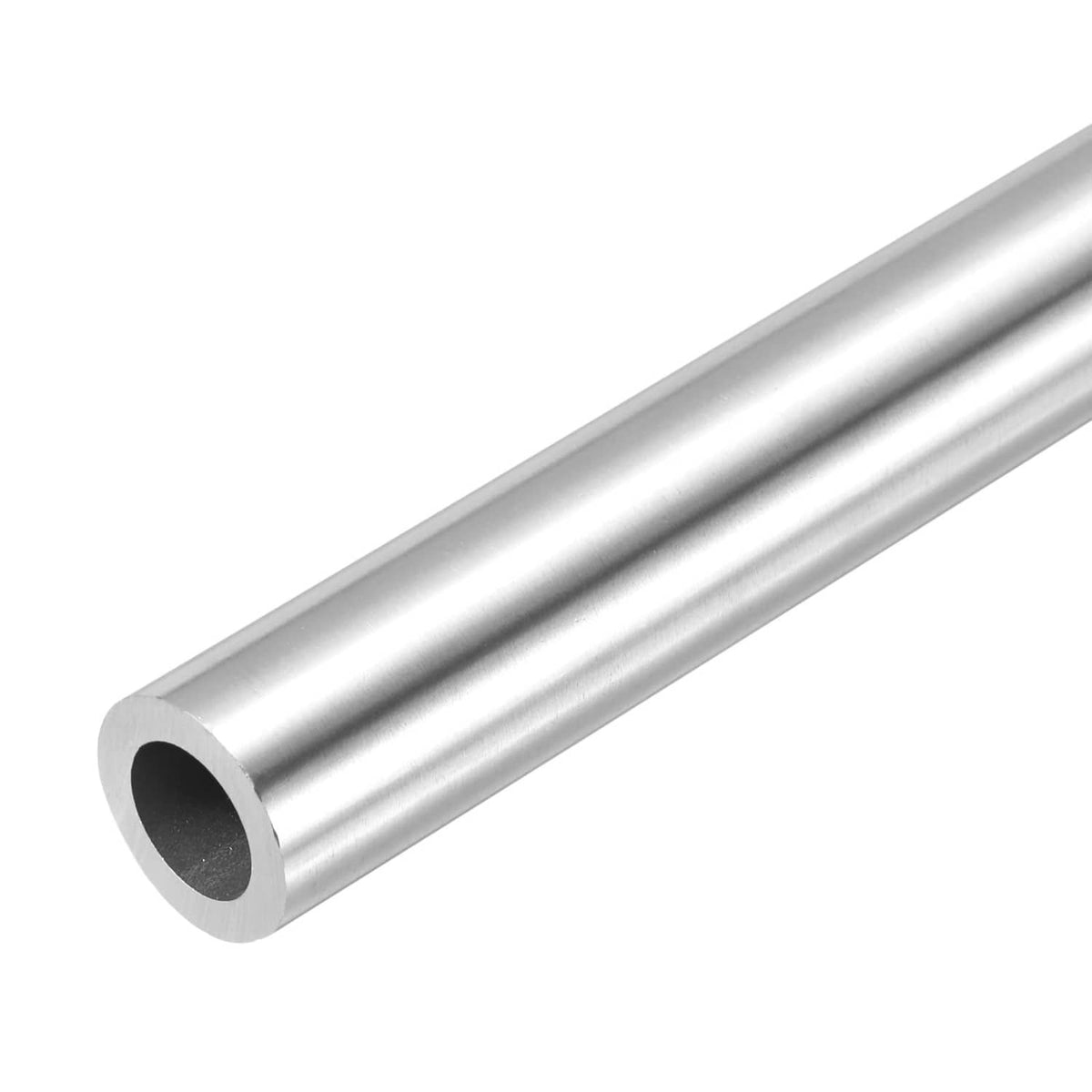 Silver 304 stainless steel tube with smooth cylinder and open circular bore, 10mm ID