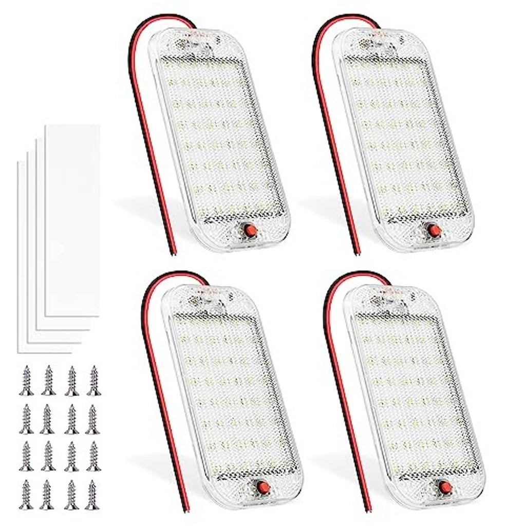 Set of 4 RV LED dome lights with clear lens and red/black wire leads
