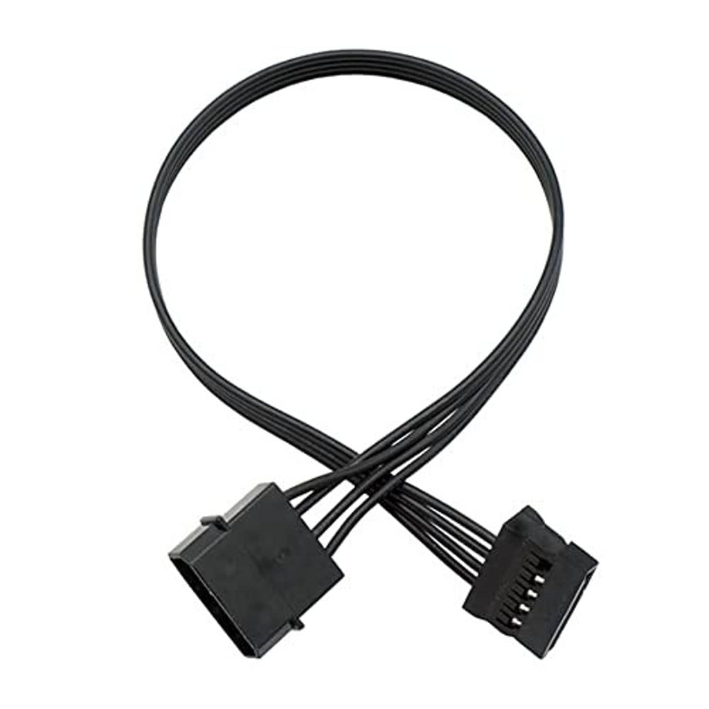 Bundle of black Molex-to-SATA power cable with two connector ends