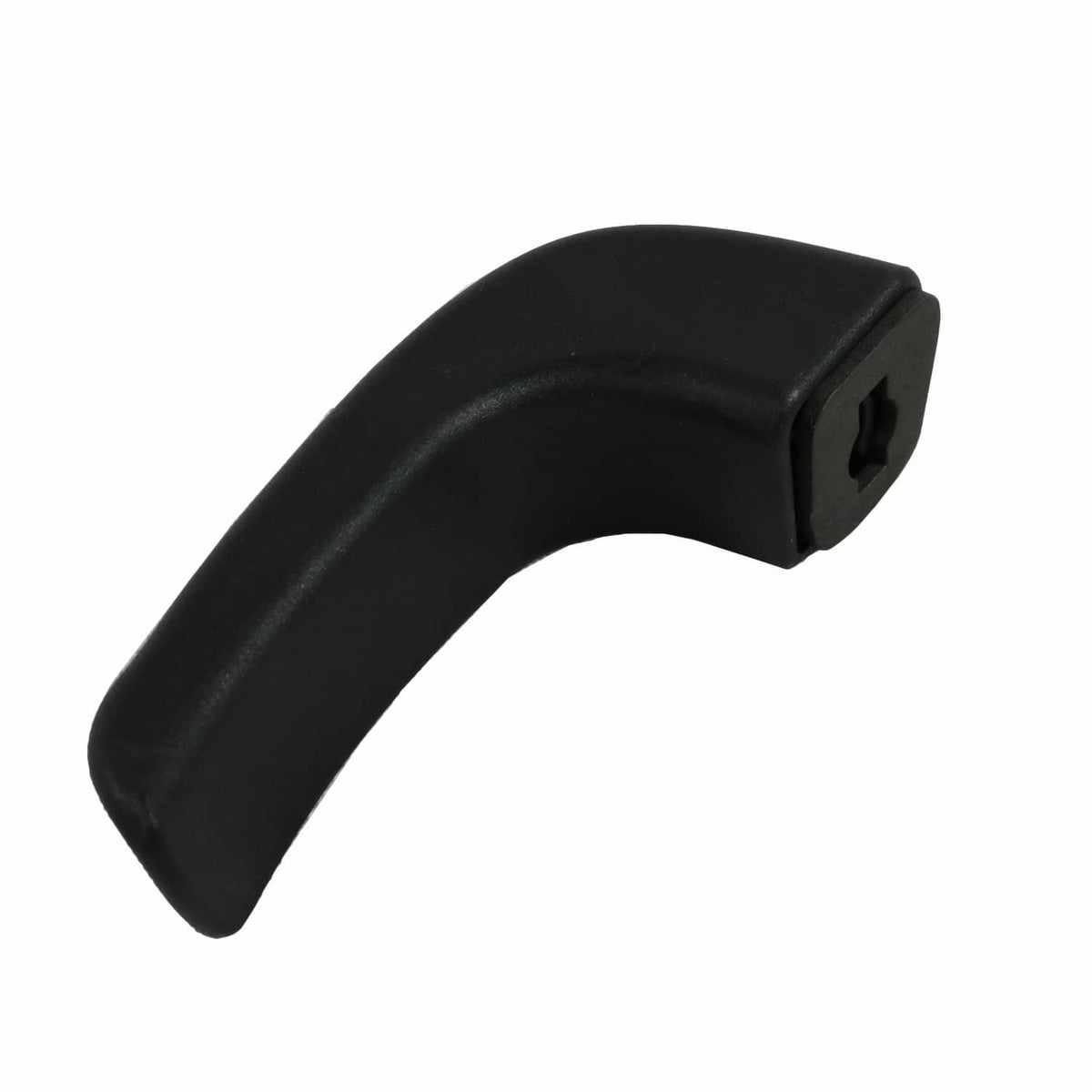 Black interior door handle, driver side, curved lever for left-hand use