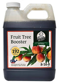 Fruit tree booster fertilizer bottle, dark blue base and white cap