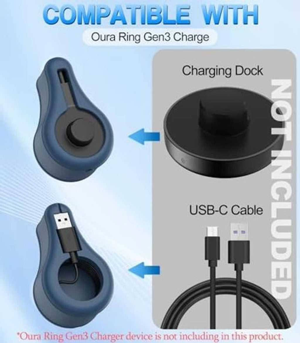 Blue silicone charger protector cover compatible with charging dock and USB-C cable