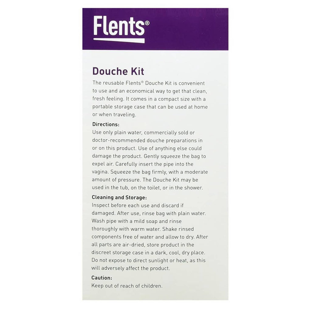 Flents Douche Kit instruction leaflet with directions and storage notes