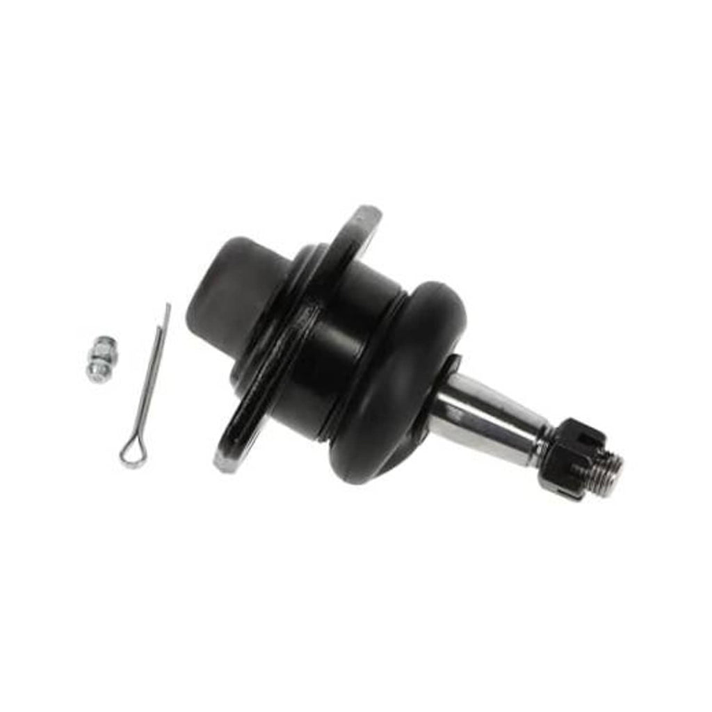 Front upper suspension ball joint with black rubber boot and metal stud