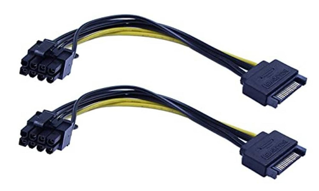 PCI-Express 8-pin (6+2) male to SATA 15-pin male power splitter cable, two leads