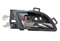 Black interior door handle housing with chrome lever and orange lock insert