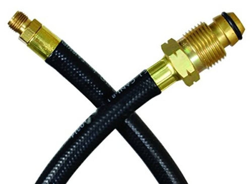 Brass POL-end pigtail hose connectors on black braided 48-inch hose