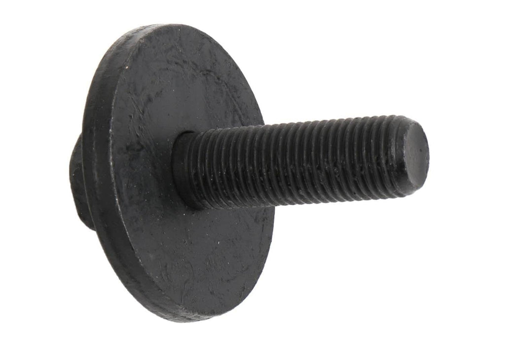 Crankshaft balancer bolt with wide round head and long threaded shank