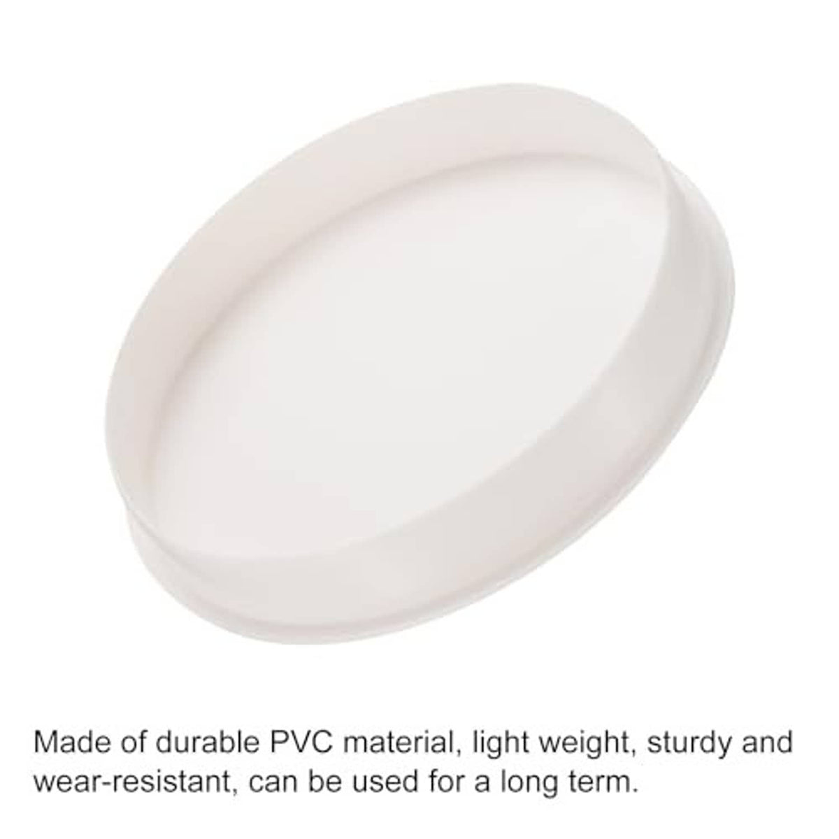White oval-top PVC pipe end cap plug, smooth durable surface
