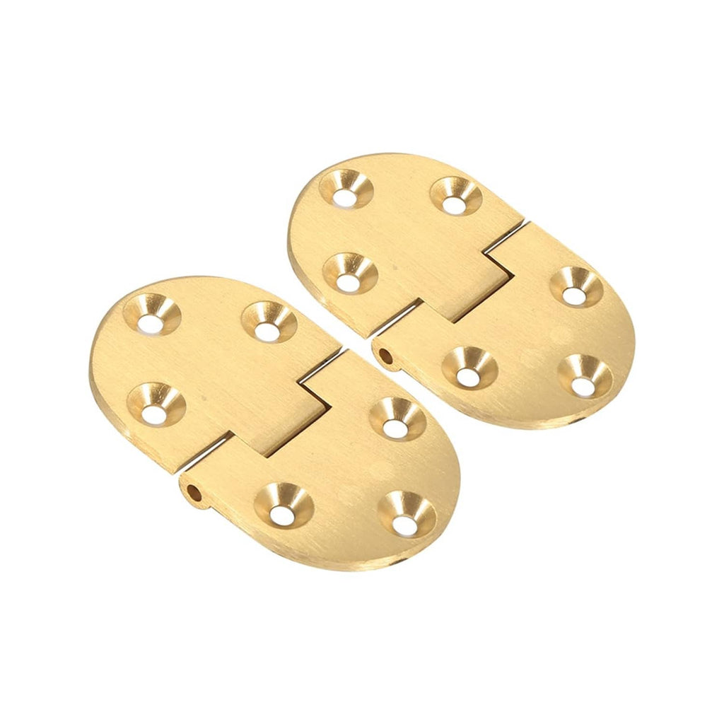 Brass round tray hinge set with screws, two hinged plates with mounting holes