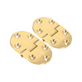 Brass round tray hinge set with screws, two hinged plates with mounting holes