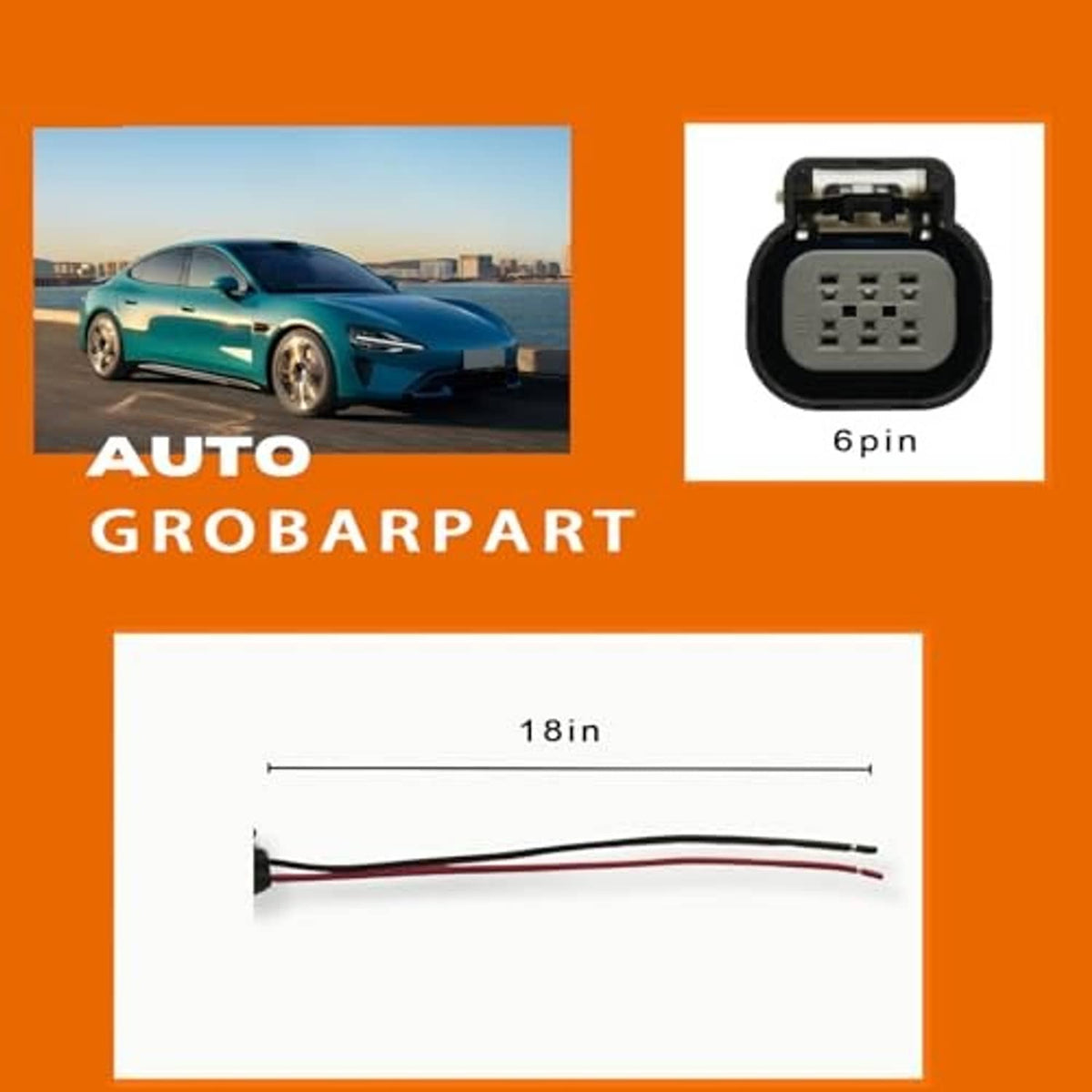 Throttle sensor 6-pin connector with wiring length diagram