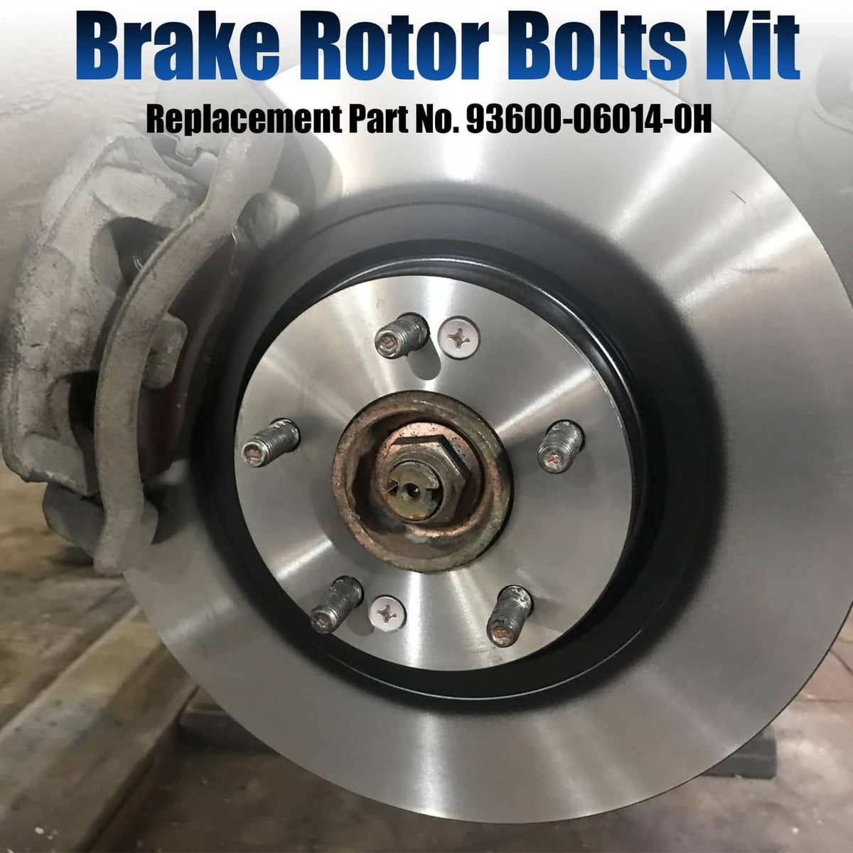 Stainless steel brake rotor bolts kit, screws mounted on brake disc hub
