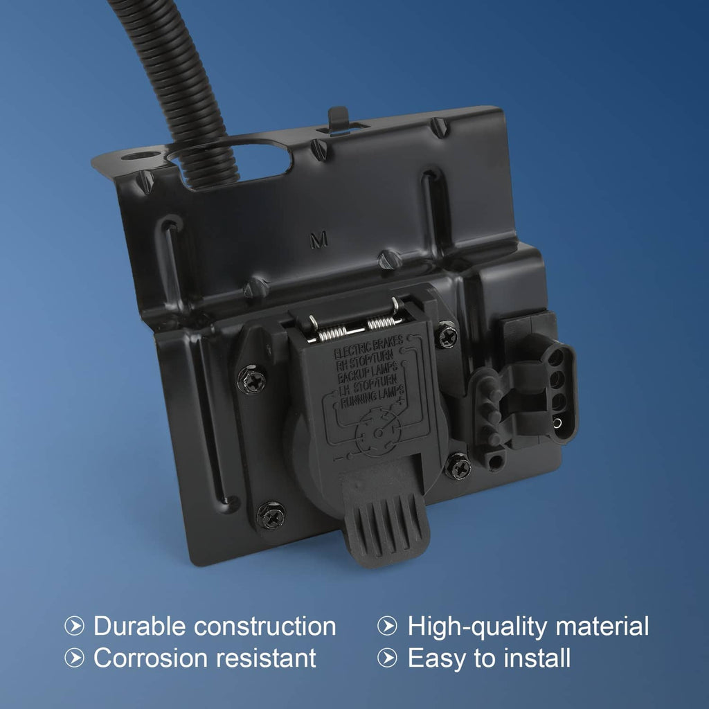 Trailer tow wiring harness plug with black module and side connector detail
