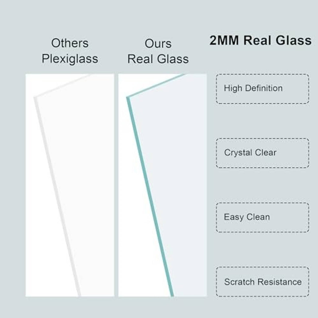 Picture frame real-glass panel, 2mm real glass; crystal clear and scratch-resistant