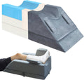 Adjustable leg elevation pillow with U-shaped wedge, dark gray fabric