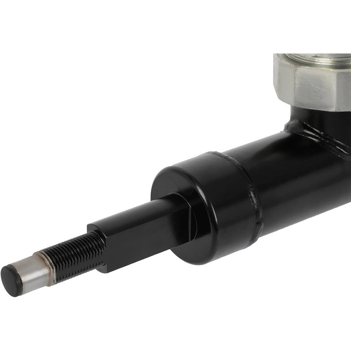 Black hydraulic air suspension shock strut shaft with silver end hardware