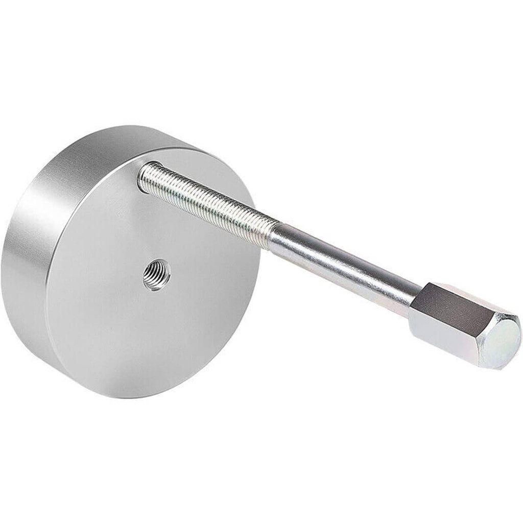 Clutch puller tool with circular flange plate and hex-head driver on threaded rod