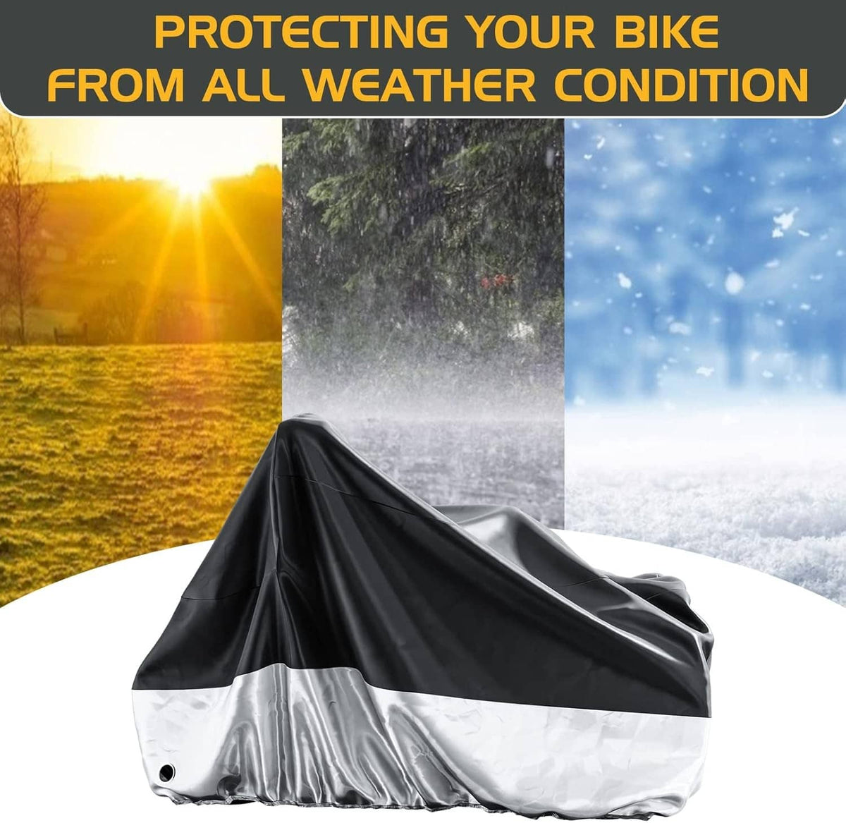 Black and silver tricycle cover with full-coverage wrap