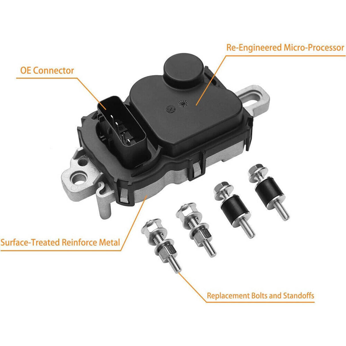 Fuel pump driver module with OE connector, plus replacement bolts and standoffs