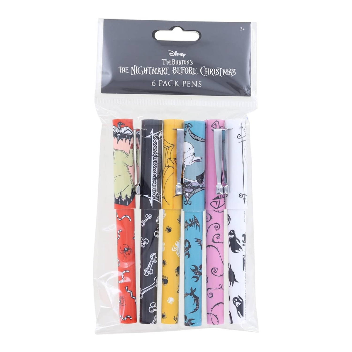 Disney Tim Burton 6-pack character pens in colorful designs, 6 writing instruments