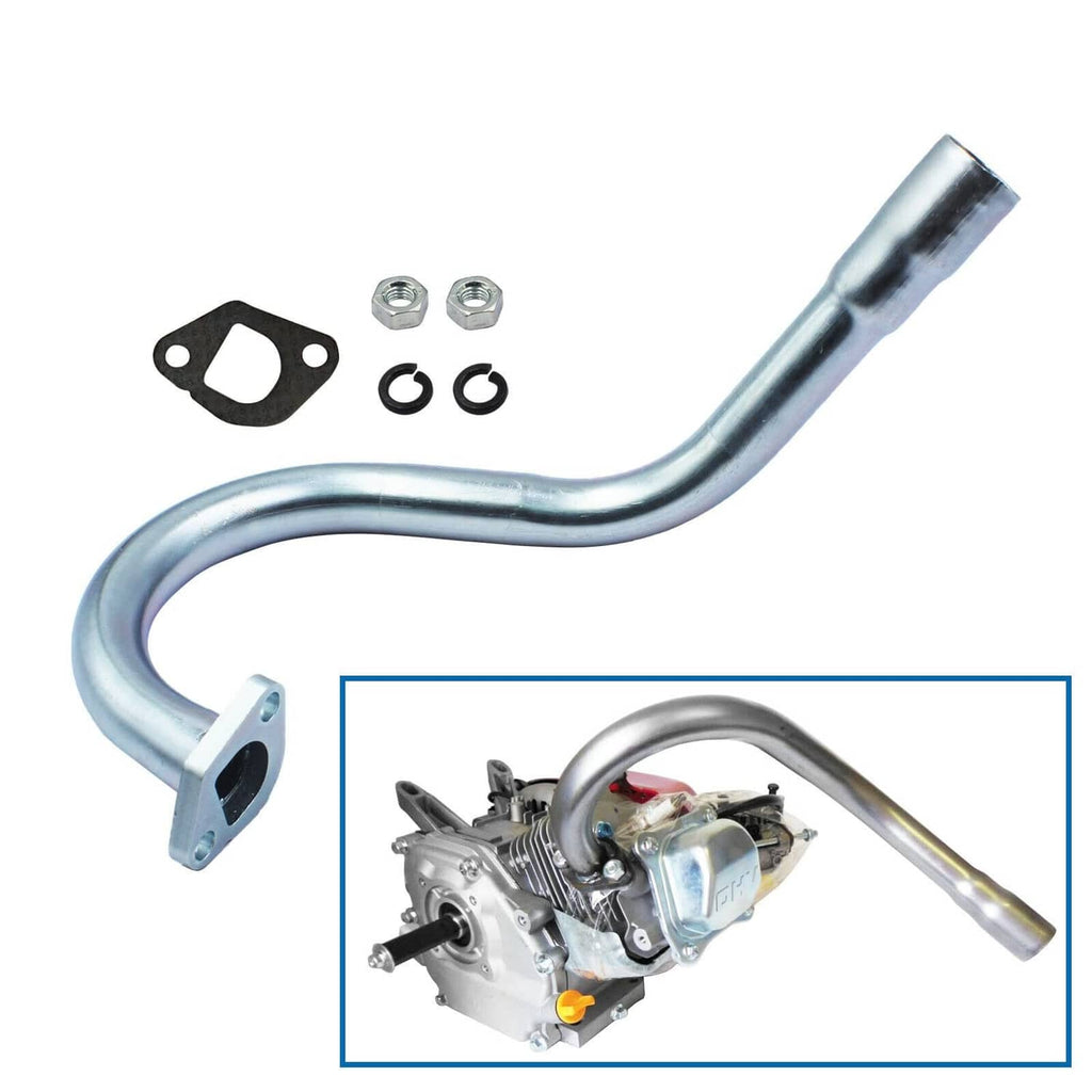 Exhaust header pipe assembly with gasket, bolts, and bracket; silver steel tube