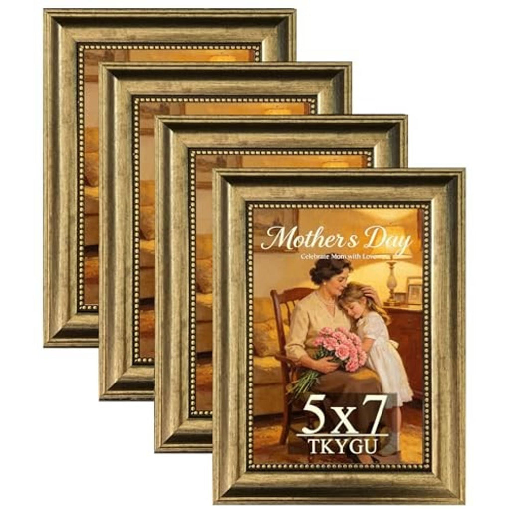 Ornate gold 5x7 picture frame set, four frames with Mothers Day design