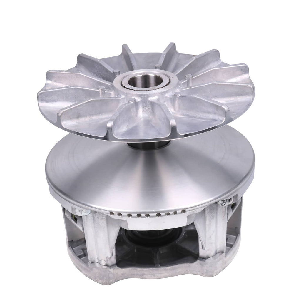 Silver primary drive clutch assembly with center bore and five cooling fins