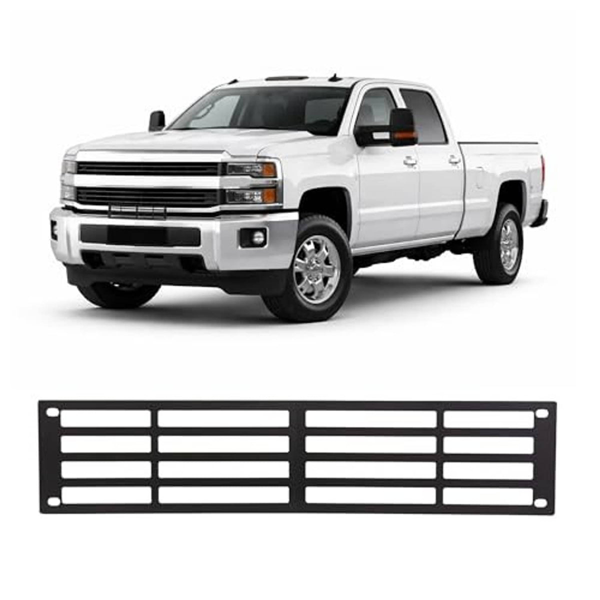 Black lower grille insert showing straight horizontal bars and side mounting tabs