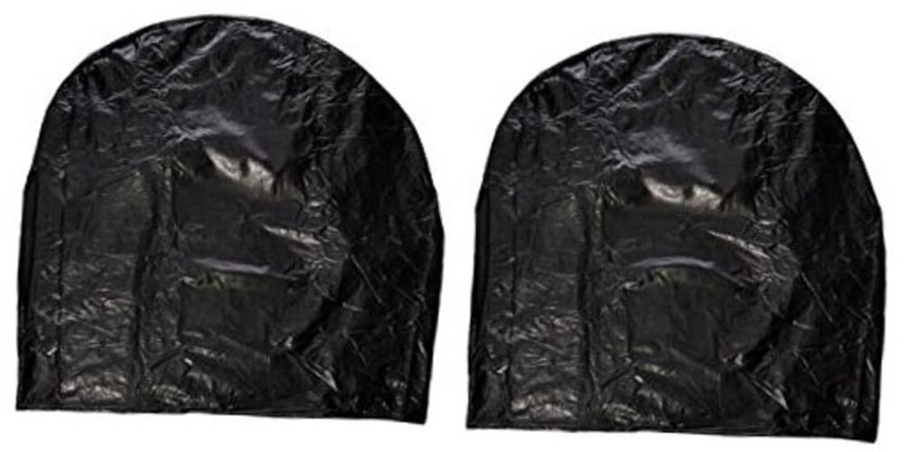 Set of two black vinyl tyre wheel covers, arched tops with elastic edge