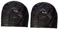 Set of two black vinyl tyre wheel covers, arched tops with elastic edge
