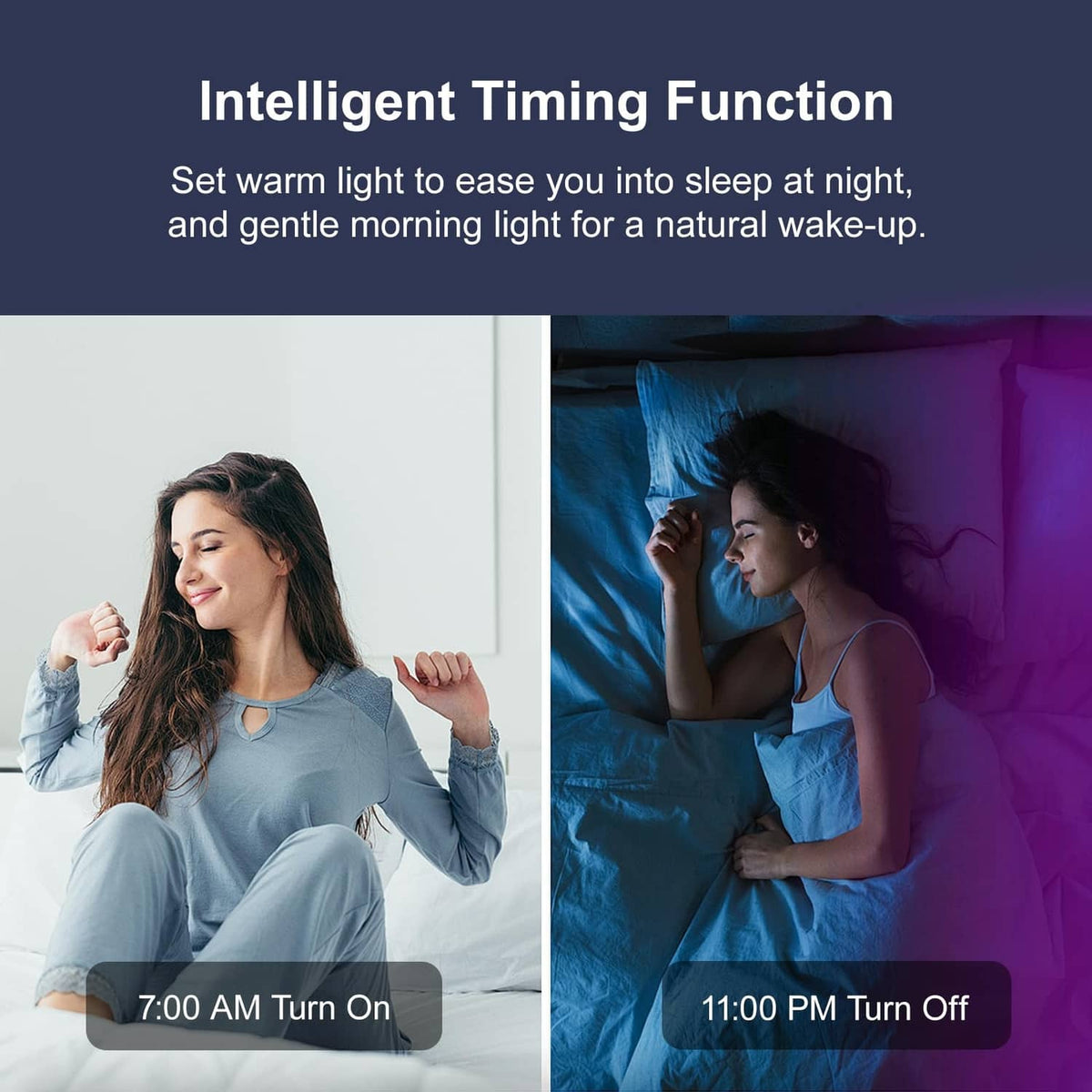 RGB LED strip lights with timer function for warm night and morning lighting